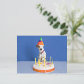 Jack Russell Terrier Hund mit Party-Hut Postkarte (Stehend Vorderseite)