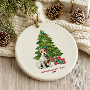 Jack Russell Terrier Hund personalisiertes Weihnac Keramik Ornament