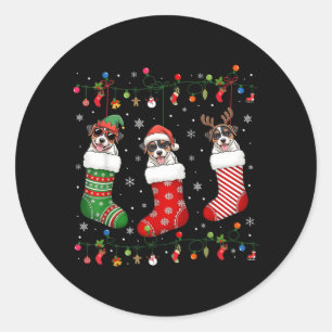 Jack Russell Terrier Hund Weihnachts Socken Xmas Runder Aufkleber