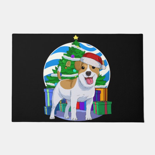 Jack russell Terrier hundin santa Weihnachtsbaum D Fußmatte (Vorderseite)