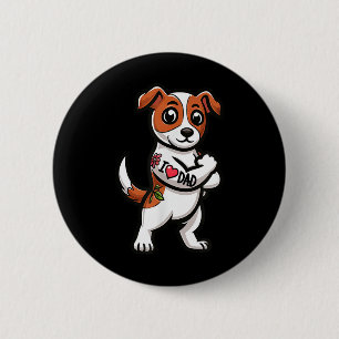 Jack Russell Terrier I Liebe Vater Funny Dog Tatto Button