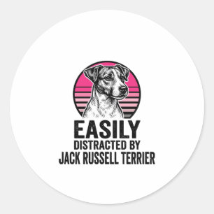 Jack Russell Terrier Leicht Ablenkbar Vintage T-Sh Runder Aufkleber
