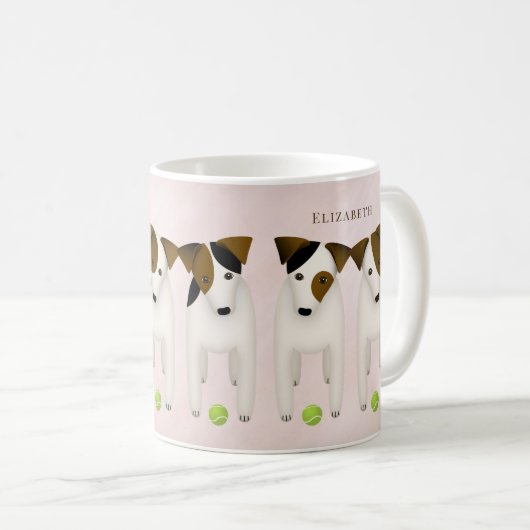 Jack Russell Terrier liebt Hundemutter Kaffeetasse (VorderseiteRechts)