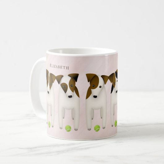 Jack Russell Terrier liebt Hundemutter Kaffeetasse (Vorderseite Links)