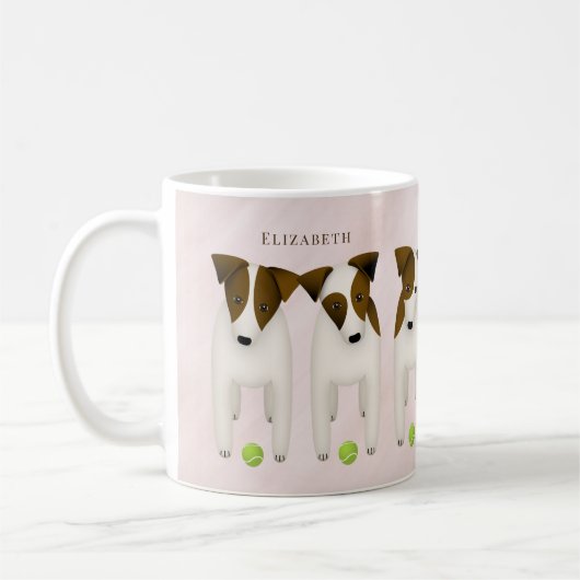 Jack Russell Terrier liebt Hundemutter Kaffeetasse (Links)