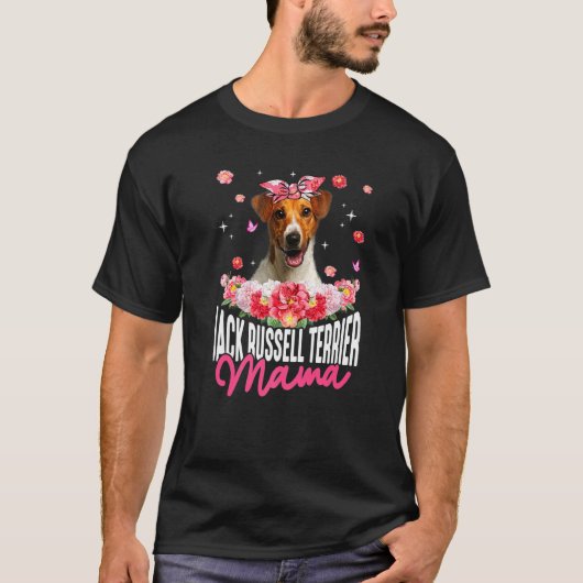 Jack Russell Terrier Mama Blume Bandana Dog Mothe T-Shirt (Vorderseite)
