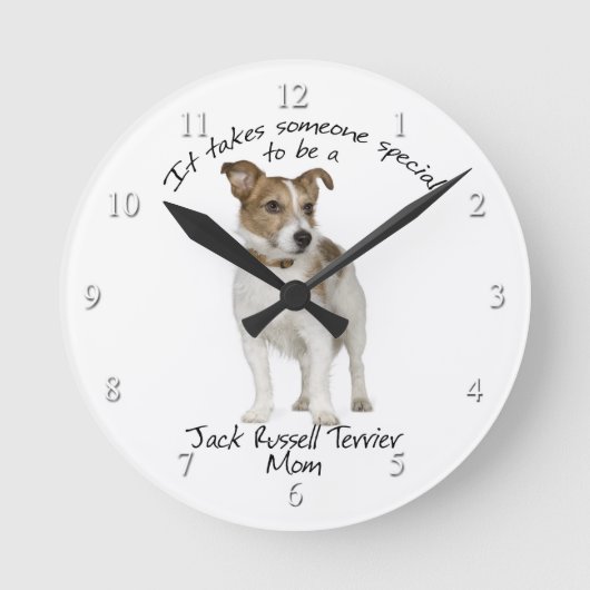 Jack Russell Terrier Mama Clock Runde Wanduhr (Vorderseite)