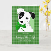 Jack Russell Terrier mit St. Patrick's Day Green Karte (Gelbe Blume)