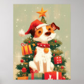 Jack Russell Terrier mit Weihnachtsbaum und Gesche Poster (Vorne)