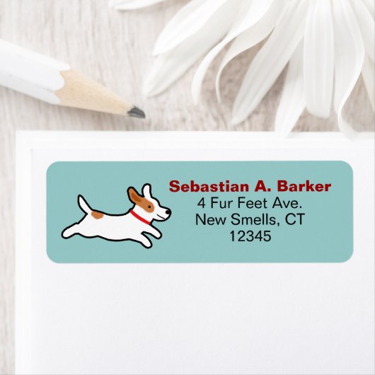 Jack Russell Terrier Niedlich Cartoon Rücksendeadr (Insitu)