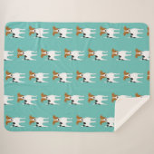 Jack Russell Terrier Pattern Aqua Sherpadecke (Vorderseite (Horizontal))