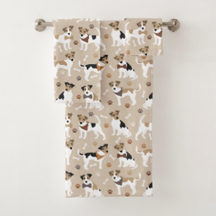 Jack Russell Terrier Paws and Bones Badetuch Set