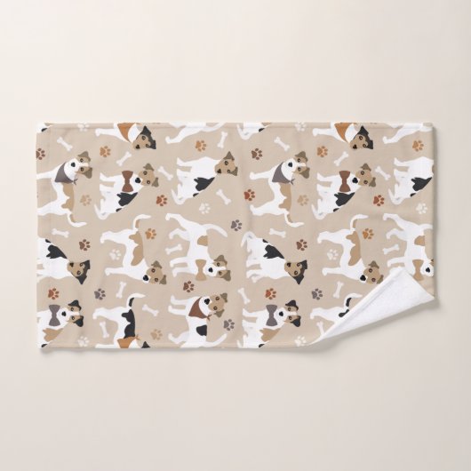 Jack Russell Terrier Paws and Bones Badetuch Set (Handtuch)