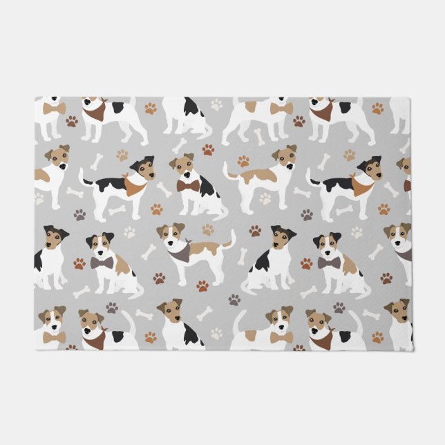 Jack Russell Terrier Paws and Bones Doormat Fußmatte (Vorderseite)