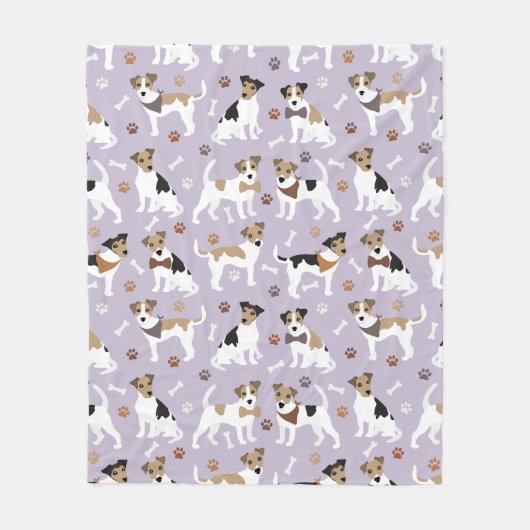 Jack Russell Terrier Paws and Bones Fleece Blanket (Vorderseite)