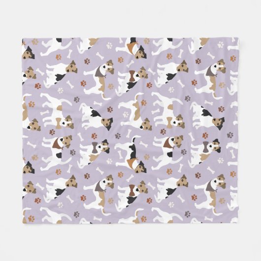 Jack Russell Terrier Paws and Bones Fleece Blanket (Vorderseite (Horizontal))