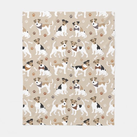 Jack Russell Terrier Paws and Bones Fleece Blanket (Vorderseite)