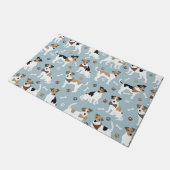 Jack Russell Terrier Paws and Bones Fußmatte (Schrägansicht)