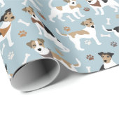 Jack Russell Terrier Paws and Bones Geschenkpapier (Rolleneckpunkt)