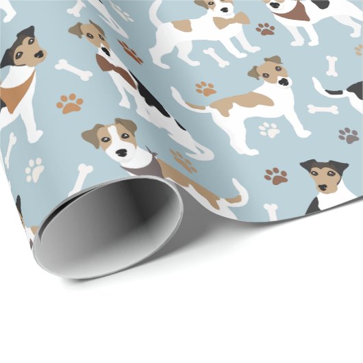 Jack Russell Terrier Paws and Bones Geschenkpapier (Rolleneckpunkt)