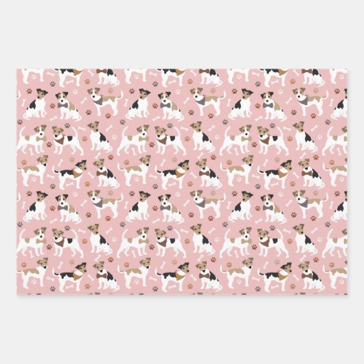 Jack Russell Terrier Paws and Bones Geschenkpapier Set (Vorderseite 3)