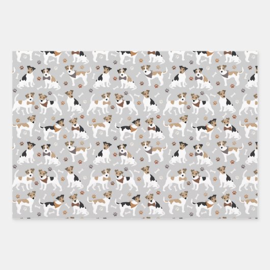 Jack Russell Terrier Paws and Bones Geschenkpapier Set (Vorderseite 2)