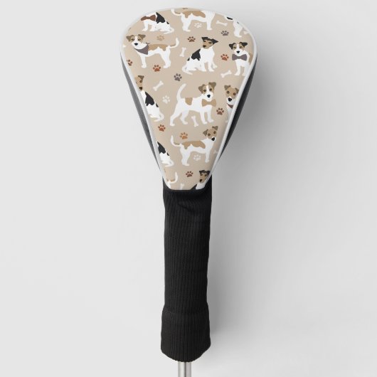 Jack Russell Terrier Paws and Bones Golf Headcover (Vorderseite)