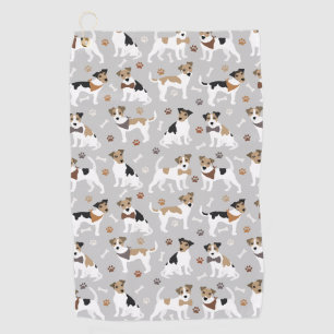 Jack Russell Terrier Paws and Bones Golf Towel Golfhandtuch