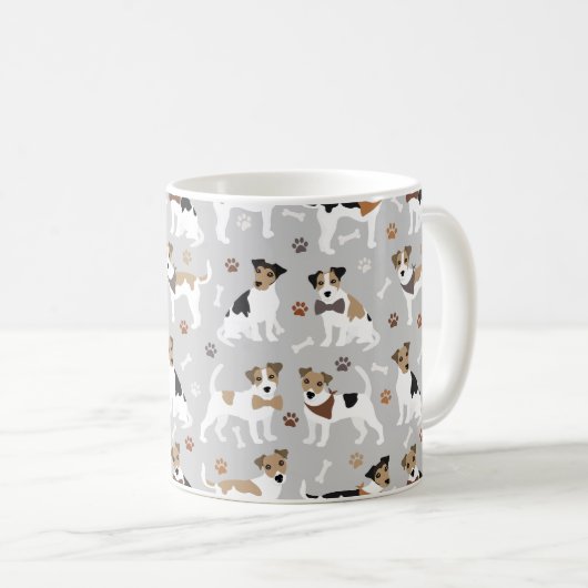 Jack Russell Terrier Paws and Bones Kaffeemaschine Kaffeetasse (VorderseiteRechts)