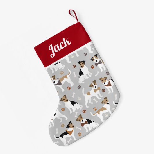 Jack Russell Terrier Paws and Bones Kleiner Weihnachtsstrumpf (Rückseite (Hängend))