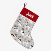 Jack Russell Terrier Paws and Bones Kleiner Weihnachtsstrumpf (Vorderansicht (hängend))