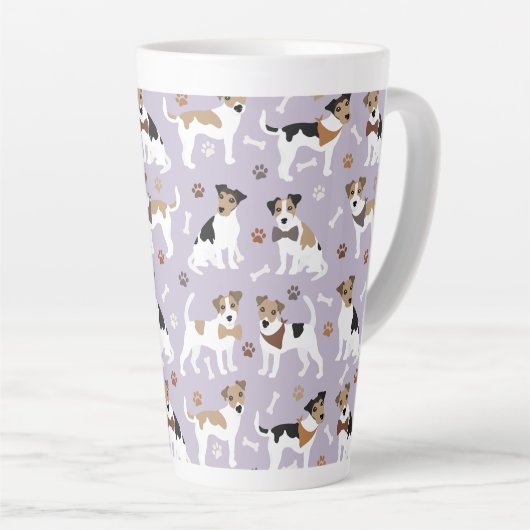Jack Russell Terrier Paws and Bones Latte Tasse (Rechte Ecke)