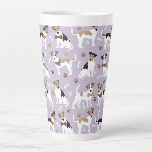 Jack Russell Terrier Paws and Bones Latte Tasse (Vorderseite)