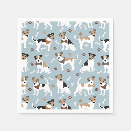 Jack Russell Terrier Paws and Bones Napkins Serviette (Vorderseite)