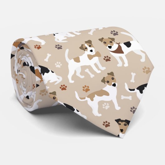 Jack Russell Terrier Paws and Bones Neck Tie Krawatte (Gerollt)