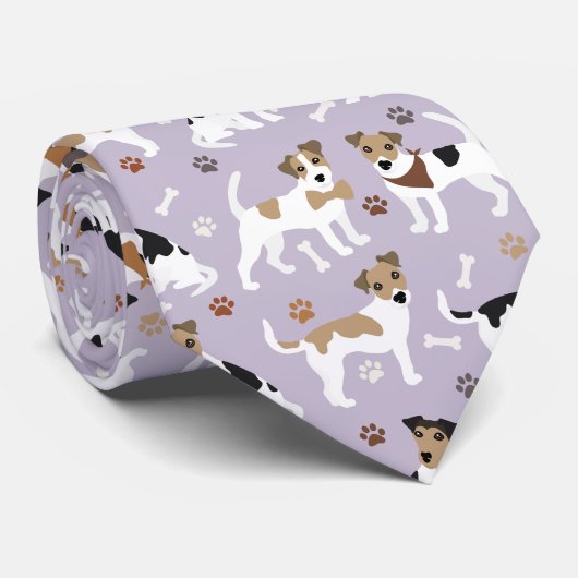 Jack Russell Terrier Paws and Bones Neck Tie Krawatte (Gerollt)