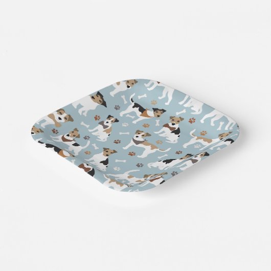 Jack Russell Terrier Paws and Bones Pappteller (Gewinkelt)