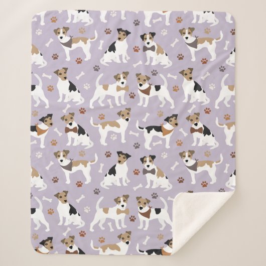 Jack Russell Terrier Paws and Bones Sherpa Blanket Sherpadecke (Vorderseite)