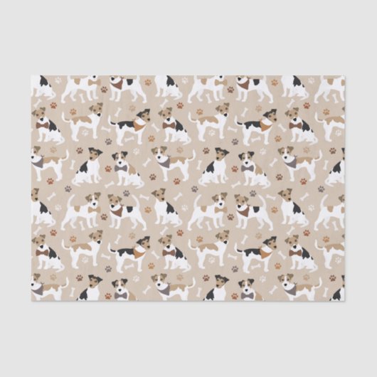 Jack Russell Terrier Paws and Bones Tissue Paper Seidenpapier (Vorderseite)