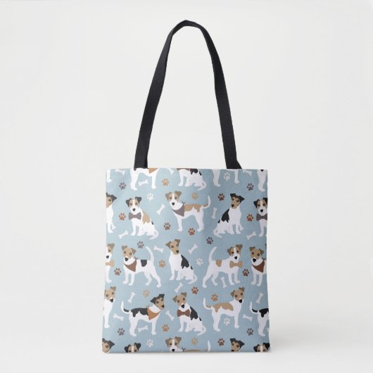 Jack Russell Terrier Paws and Bones Tote Bag Tasche (Vorderseite)