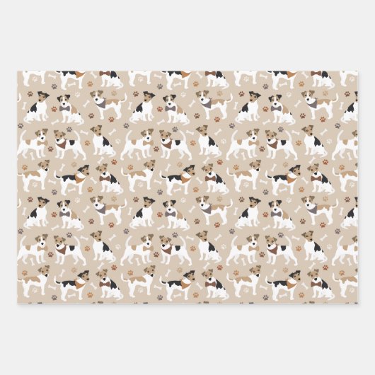 Jack Russell Terrier Paws and Bones Wrapping Paper Geschenkpapier Set (Vorderseite 3)
