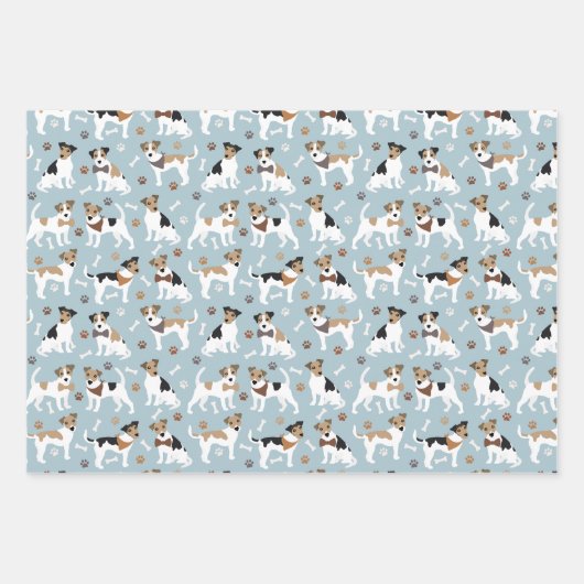 Jack Russell Terrier Paws and Bones Wrapping Paper Geschenkpapier Set (Vorderseite 2)