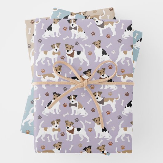 Jack Russell Terrier Paws and Bones Wrapping Paper Geschenkpapier Set (Beispiel)