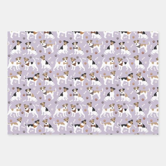Jack Russell Terrier Paws and Bones Wrapping Paper Geschenkpapier Set (Vorderseite)