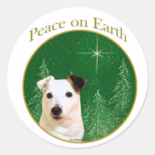 Jack Russell Terrier Peace Runder Aufkleber (Vorderseite)