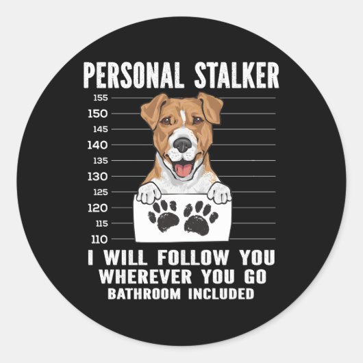 Jack Russell Terrier Personal Stalker Runder Aufkleber (Vorderseite)