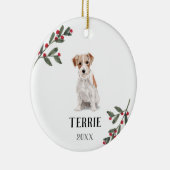 Jack Russell Terrier Personalisierter Weihnachtshu Keramik Ornament (Rechts)