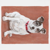Jack-Russell-Terrier-Porträt-Decke Fleecedecke (Vorderseite (Horizontal))