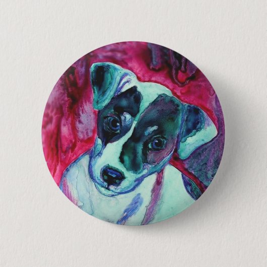 Jack Russell Terrier Pup Button - "Julep" (Vorderseite)