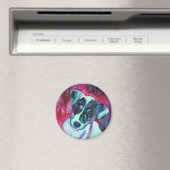Jack Russell Terrier Pup Round Magnet - "Julep" (In Situ (Geschirrspüler))